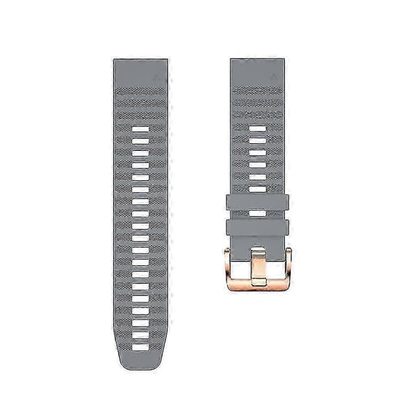 Urremme til Garmin Fenix 7s / 6s Pro / 5s Plus / Instinct 2s, vandrette striber silikone 20mm rem med rosaguld spændeCEUK -NBB Grey