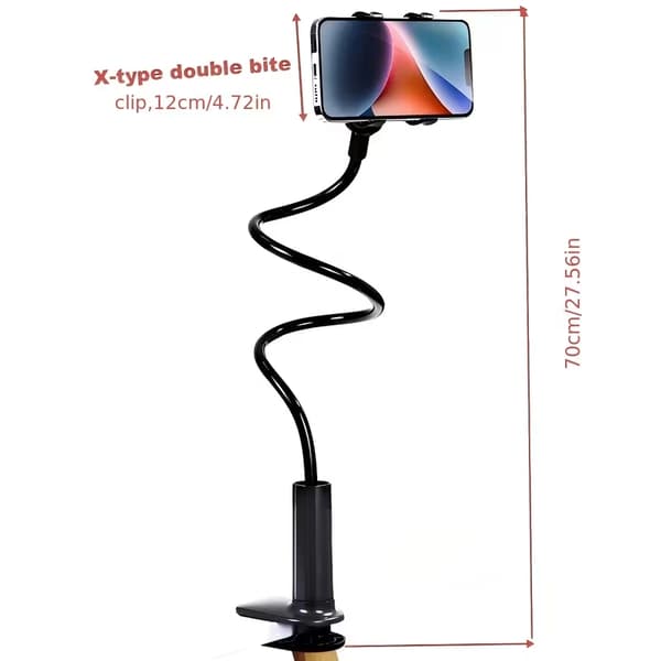 360° justerbar svanehals telefon- og tablet-holder – 70 cm klemstativ til skrivebords- og sengebrug