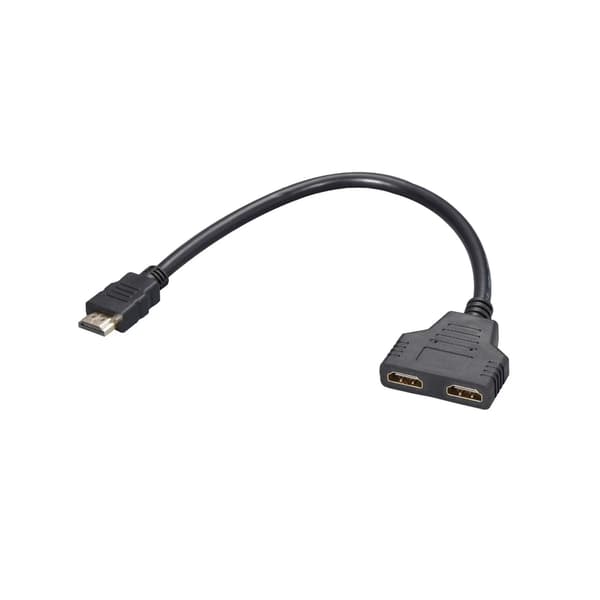 2 stk HDMI splitter adapter, HDMI 1-til-2 splitter