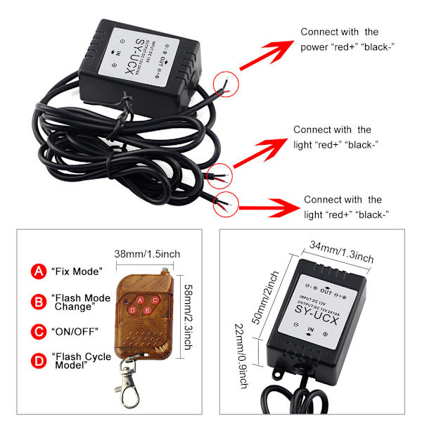 Universal Bil Motorcykel LED Strobe Kontrollmodul - 12V 1.5W