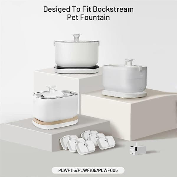 【03】12-pak Erstatningsfilter til Dockstream Trådløs Kattevandfontæne PLWF005/PLWF115/WF105, Dyrefontænefilter White Black