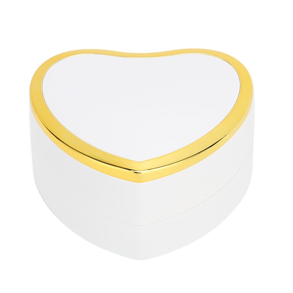 Hjärtformad Ringask Elegant Stilfull Smyckesdisplay Presentask med LED-ljus för Förlovning Bröllop Vit