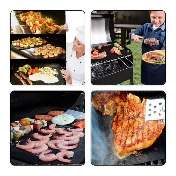 BBQ Grillmåtte 5 stk 40x33 cm Non-stick varmebestandig grillmåtte let at rengøre genanvendelig grillmåtte