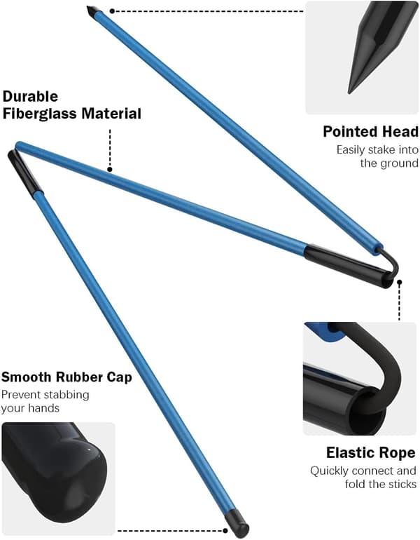 【03】Golf Alignment Sticks - Foldbare golftræningspinde til sigte, putting, holdningskorrektion med gennemsigtigt rørhylster, blå Blue