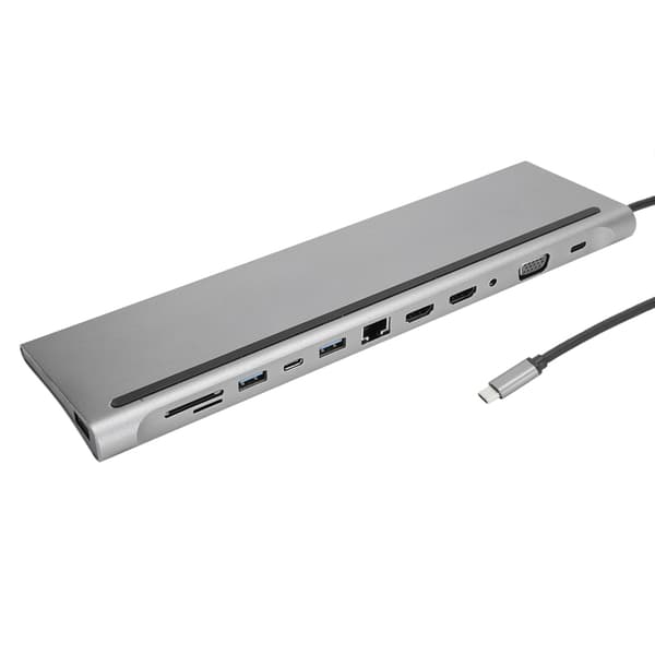 12-i-1 Docking TypeC til Dobbelt HDMI Samme Skærmvisning USB VGA PD RJ45 Dockingstation
