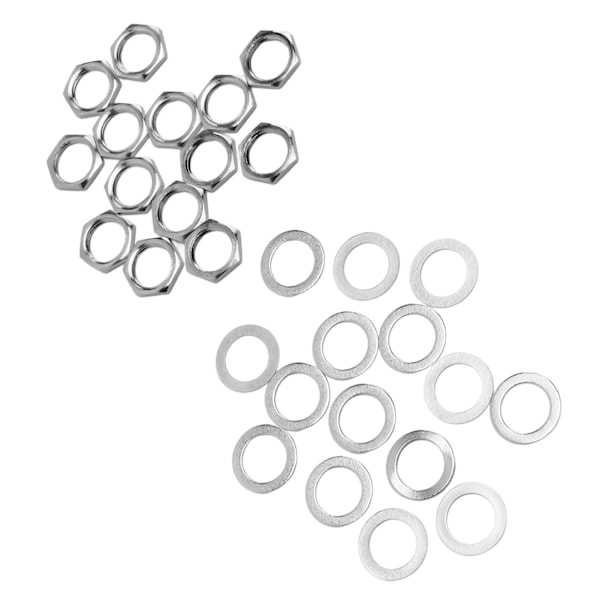 G3/8 Invändig Gänga Mutter Metallbricka Kit Instrument Jack Fästelement för Elgitarr Bas Silver