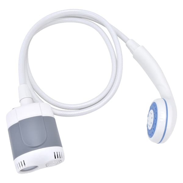 Bärbart utomhusduschset Camping Duschpump Handhållen Spruta för Vandring Resor USB-laddning (GråVit)