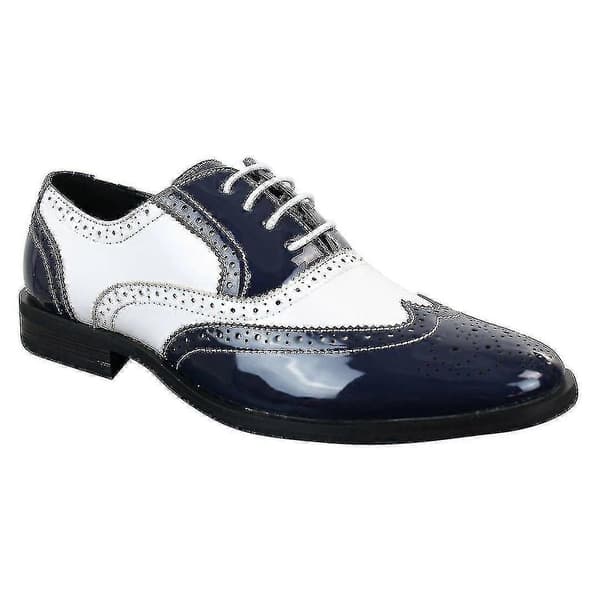 Herresko med snørelak, Gatsby klassiske 1920'er skinnende brogues Navy 7