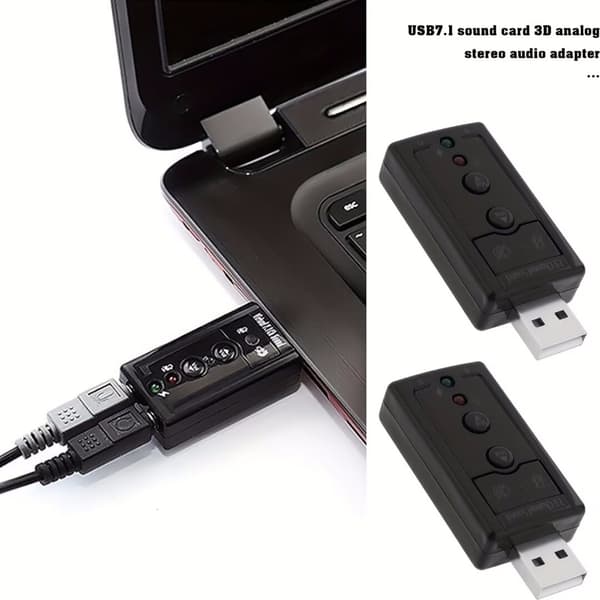 Bærbart USB 2.0 eksternt lydkort til stationære computere og bærbare computere, velegnet til højttalere, hovedtelefoner og mikrofoner