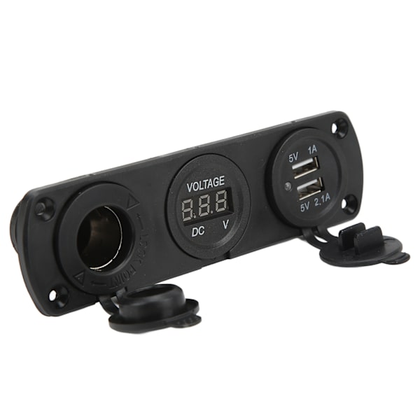 3 i 1 Oplader Panel Dobbelt USB Udtag Panel Cigarettænder Udtag LED Digital Voltmeter til Lastbil Marine RV