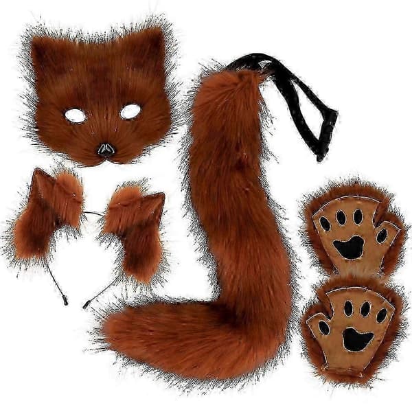 ræv cosplay tilbehør med maske og hale Reddish brown One size