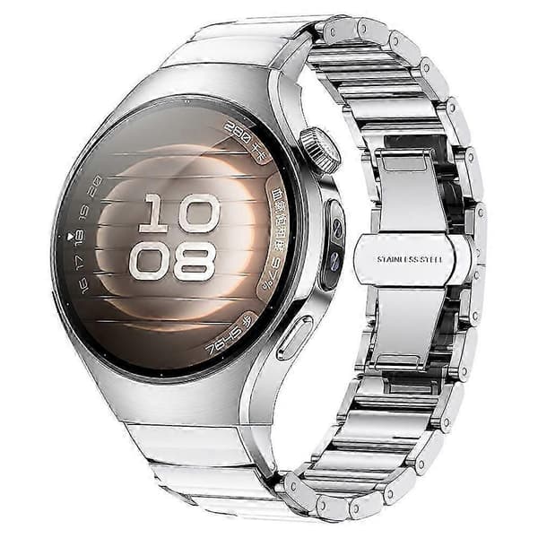 Kompatibel med Huawei Watch 5 42mm urrem i rustfrit stål med keramiklignende finish -Z Silver