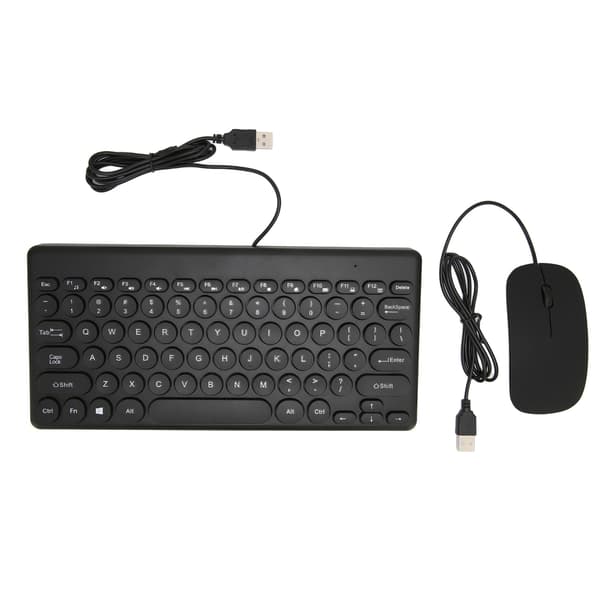 Tastatur og mus-sæt Komfortabel Ergonomi Strømbesparende 78 Taster Rund Tastehætte 4 Museknapper Kablede Computertilbehør Sort