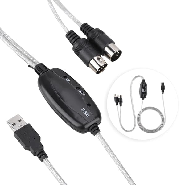MIDI til USB Kabel Konverter MIDI Interface Adapter Ledning Keyboard Musikredigeringslinje