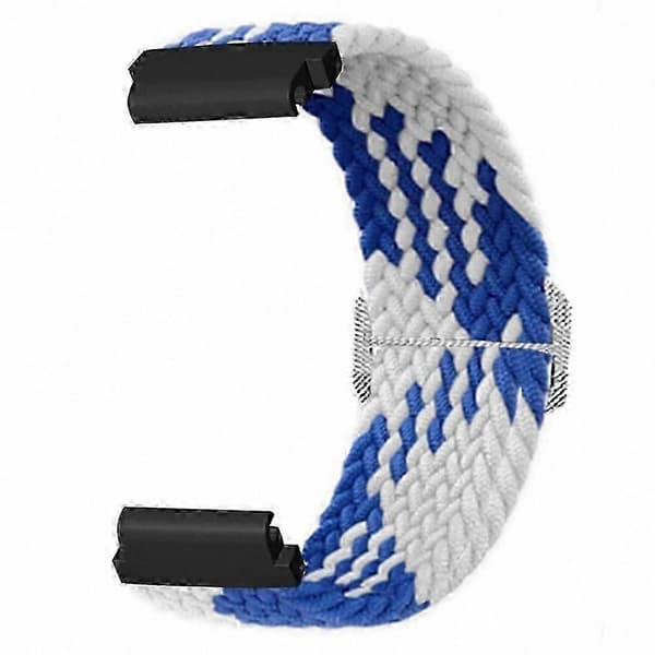 Justerbart sportsarmbånd i nylon med 20 mm PC-stik til aktivitetsmåler Blue White