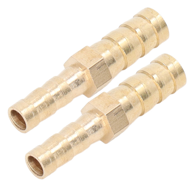 2 stk. Barbed Fitting Splicer Messing Slange Studs Reducer Hex Reducerende Studs Connector 8mm(5/16in) til 6mm(1/4in)