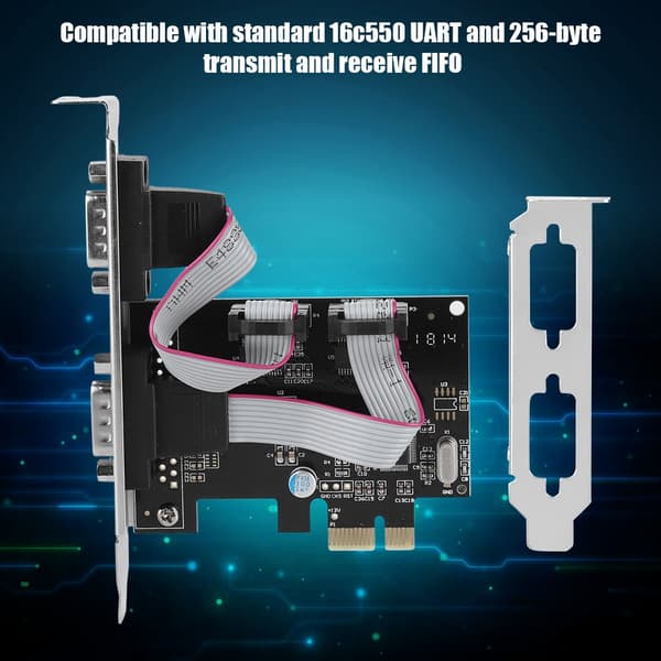PCI-E till RS232 2 portars seriell portomvandlare PCI Express Controller Adapter Expansionskort