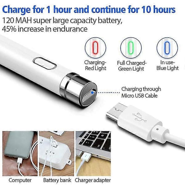 til Pro 11 12.9 10.5 9.7 2018 2017 Press Pen Smart Pencil til Mini 5 4 Air 1 2 3 Tablet valkoinen