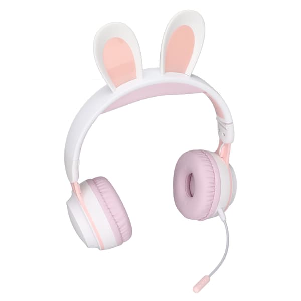 Kaninøre Bluetooth 5.0 Hovedtelefoner Sammenfoldelige Trådløse Børneheadset med LED Farvelys til PC Tablet Online Læring Hvid Pink