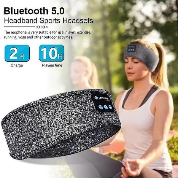 Bluetooth 5.0 Hovedtelefon Pandebånd Sport Pandebånd Søvn Træning - D grey