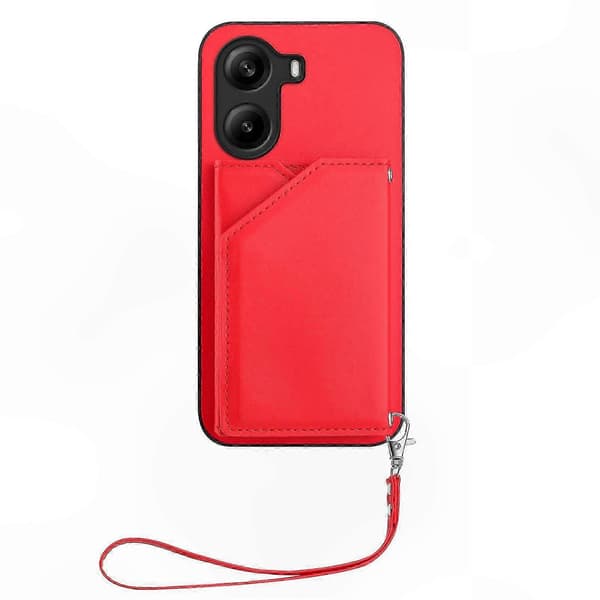 5G-telefonskal med korthållare, stöd och handledsrem för Poco X7 Pro-kompatibla modeller Red