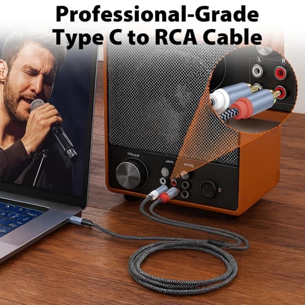 USB C till RCA-kabel, Typ C till RCA-ljudkabel, USBC-adapter