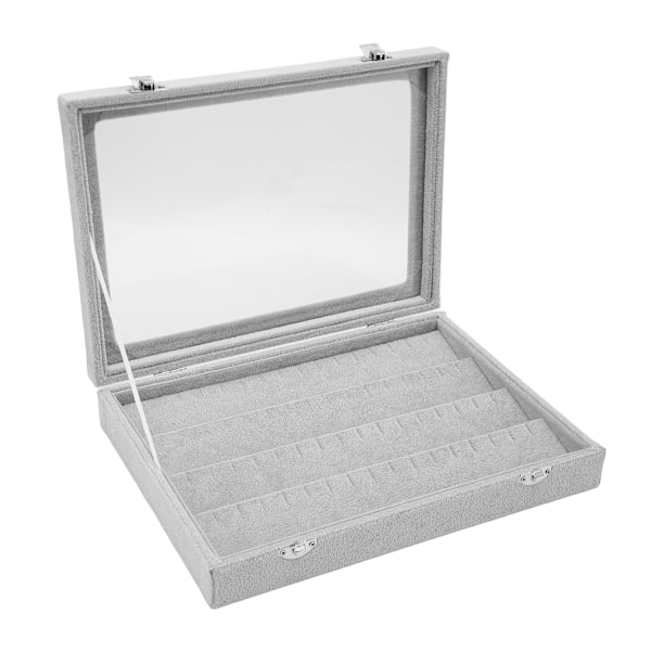 Nålutställningsfodral Transparent Glas Dammtät Nålsamlingsutställningslåda för Militärmedalj Märke Smycken Nål Mellangrå Grå, Medium