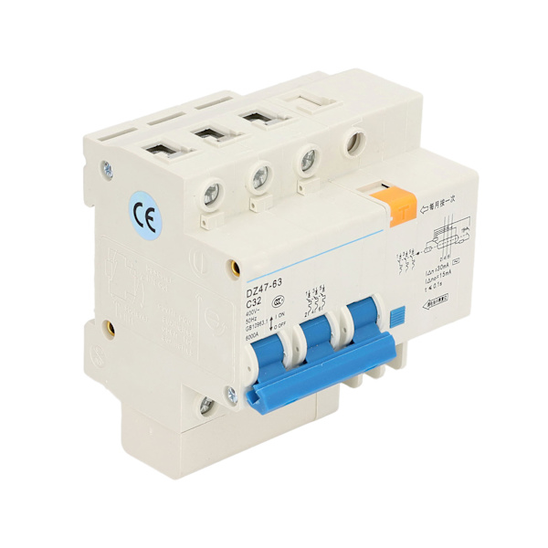 Afbryder Mini 3P MCB DIN-skinne Montering 6000A Brydeevne 400V 32A til Hjemmet