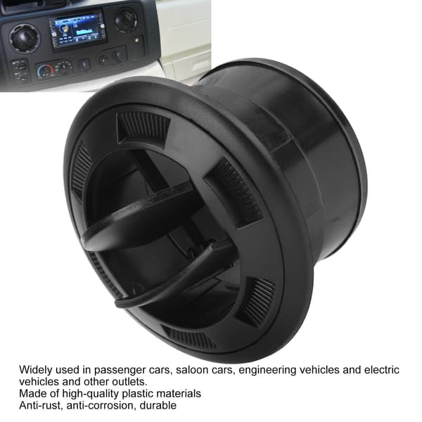 Universal Rund Ventil til Bus RV - 75mm Sort Instrumentbræt Aircondition Deflektor Udgang