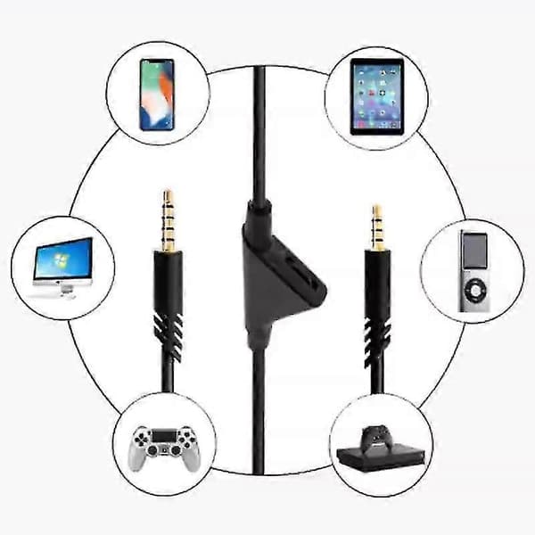 Udskiftnings lydkabel kompatibelt med Astro A10 A30 A40 headset med lydstyrkekontrolfunktion, 2m/6.5ft