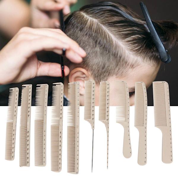 10 st Professionell Frisörkam Barber Hårstyling Klippkam med Måttskala