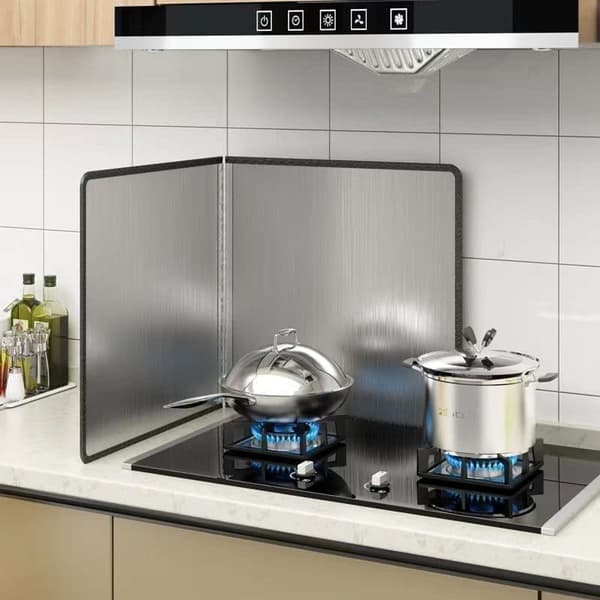 【03】Foldable Stainless Steel Splatter Guard - Splatter Guard Compatible with Kitchen Stove, Easy to Clean