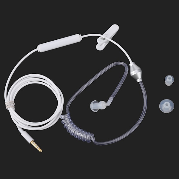 In ear Headset Luftslang Säkerhet Hörsnäcka med Mikrofon för IOS för Android Vit
