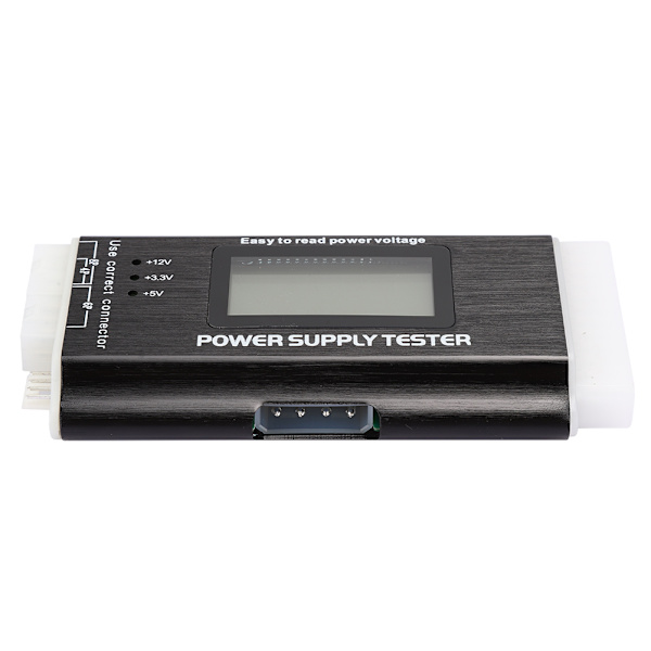 Computer Strømforsyningstester LCD Display Aluminium Legering Support 20/24Pin ATX SATA