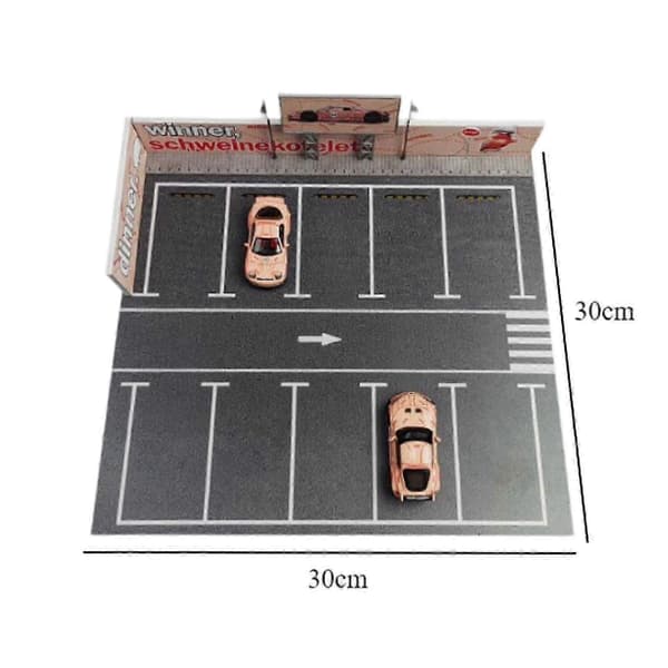 1/64 Parkeringsplads Display Case DIY Samleobjekter Diorama Bil Udstillingsmontre til Biler pink pig 30cmx30cm