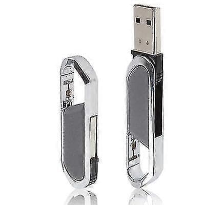 16 GB USB 2.0-flashdisk i metallisk nøgleringsstil (grå)