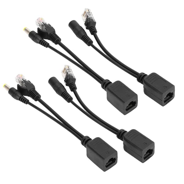 5 par Power Over Ethernet POE Splitter Adapter Injektor DC12V til IP-kamera Sort