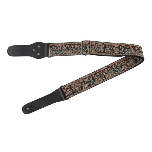 Elektrisk Gitarrrem Justerbar Nylon Broderad Axelrem med Halkfritt Spänne Grön Brun