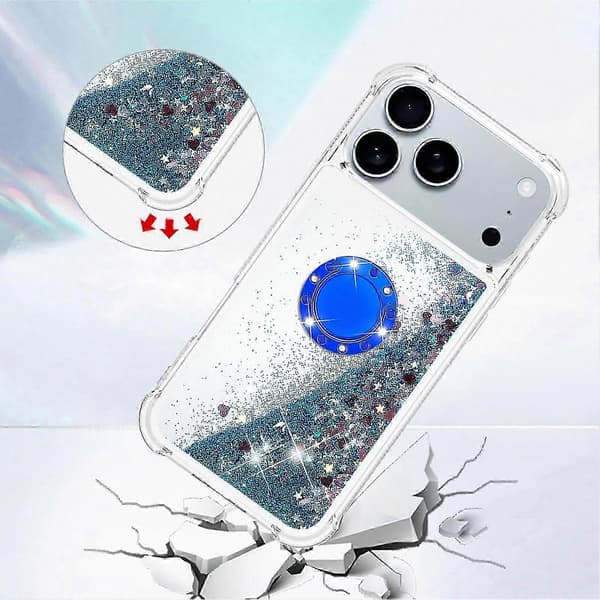 Quicksand TPU-cover med stativ til 17 Pro Max stødsikkert etui Blue