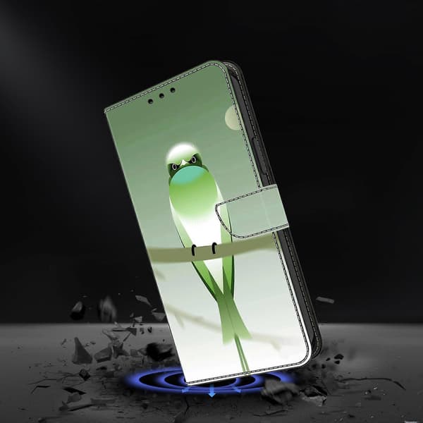 【03】For Samsung Galaxy A52 4G/ 5G/ A52s 5G Case Pattern Print Flip Folio Leather Phone Cov Green Bird