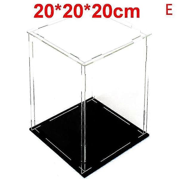 30 cm plexiglas akryl display H-boks plastbase støvtæt figur trofæ E 20*20*20cm