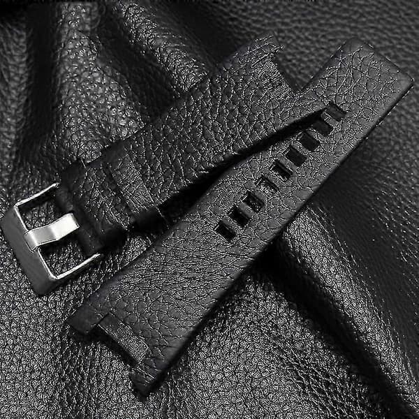 Læderrem med indhak, 32 mm bredde til armbåndsur Brown-Plain