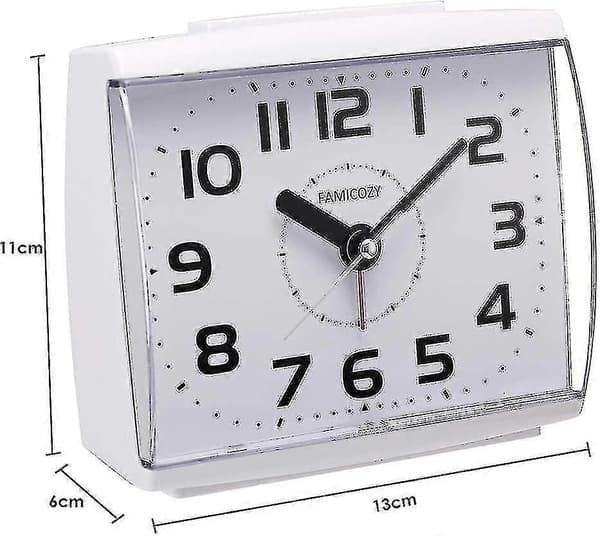 Analogt Vækkeur til Ældre, Lydløst Ikke-Tikkende med Snooze og Baggrundsbelysning, Crescendo Høj Alarm, Store Tal