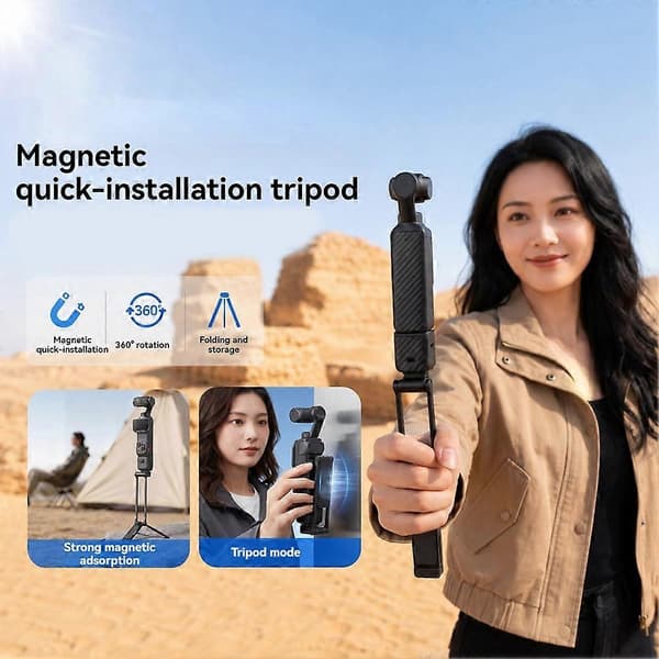 Magnetiskt snabbfäste stativ för DJI Osmo Pocket 4 3 /Insta360 Luna Ultra 360 Rotation Handhållet Vloggfäste Stativ