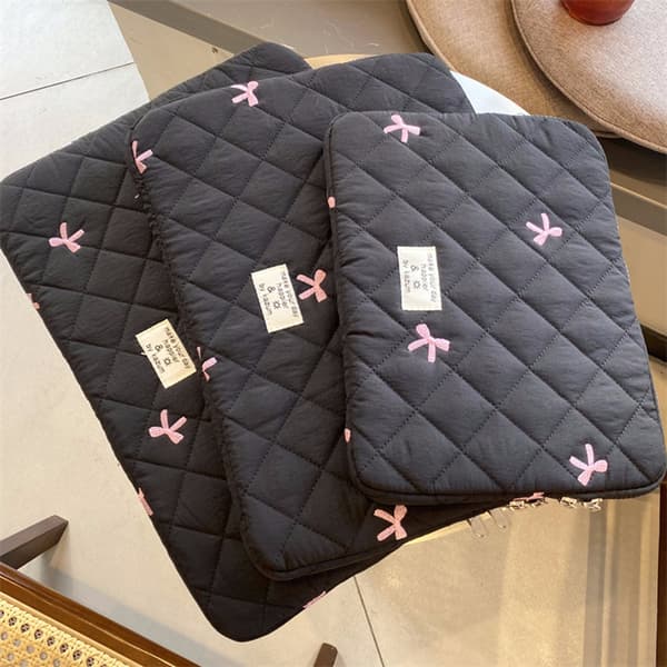 【03】nRhombisk ternet roset 11/13/15 tommer bærbar opbevaringstaske Noteboo sort sort black 13-14inch