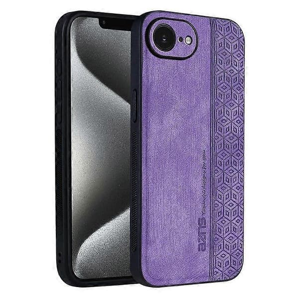 【03】For iPhone 16e Case Protective PU Leather Covered TPU Phone Case Purple