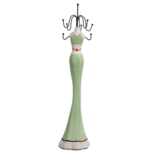 Halskæde Display Stand Model Formet Smykker Øreringe Opbevaringsholder Organizer Rack Grøn