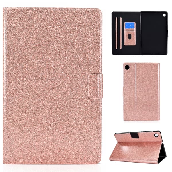 【03】Samsung Galaxy Tab A9 Glitter Läderfodral Roséguld
