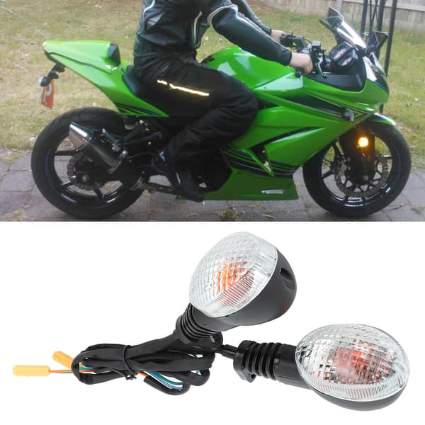 Blinklys Lampe Passer Til Kawasaki Para Ninja 250 Motorcykel Modifikation (Sort&Hvid)