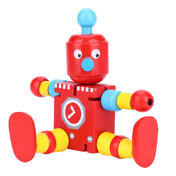 Persoonalliset söpöt puiset robottilelut, oppimis- ja koulutuslelut lapsille (punainen)